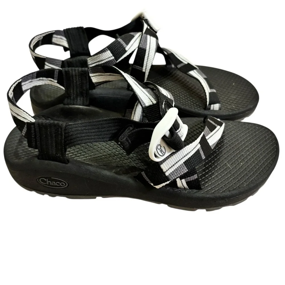 Chaco ZX/2 Dual Strap Classic Sandal Women Sz 7 Geometric Black & White Bohemian - Picture 4 of 9